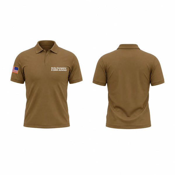 Short Sleeve Performance Polo, Echo Company 3-126th Aviation, National Guard, Teamtime, Team time, sublimation, custom sports apparel, team uniforms, spirit wear, spiritwear, sports uniforms, custom shirts, team store, custom team store, fundraiser sports, apparel fundraiser