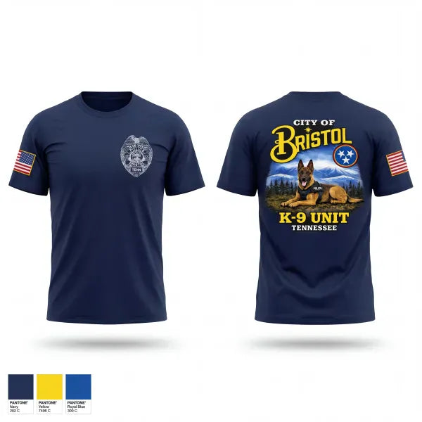 Old School Cotton Feel Shirt, Bristol Tennessee Police Department K9 Unit, Police, Teamtime, Team time, sublimation, custom sports apparel, team uniforms, spirit wear, spiritwear, sports uniforms, custom shirts, team store, custom team store, fundraiser sports, apparel fundraiser