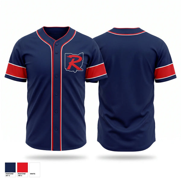 Full Button Baseball Jersey, Ohio Renegades, Baseball, Teamtime, Team time, sublimation, custom sports apparel, team uniforms, spirit wear, spiritwear, sports uniforms, custom shirts, team store, custom team store, fundraiser sports, apparel fundraiser