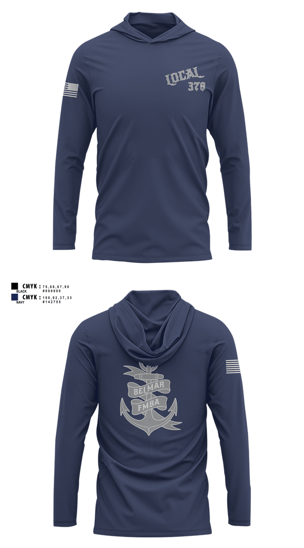 Long Sleeve Performance Shirt with hood, Belmar Ems 378, EMS/EMT, Teamtime, Team time, sublimation, custom sports apparel, team uniforms, spirit wear, spiritwear, sports uniforms, custom shirts, team store, custom team store, fundraiser sports, apparel fundraiser