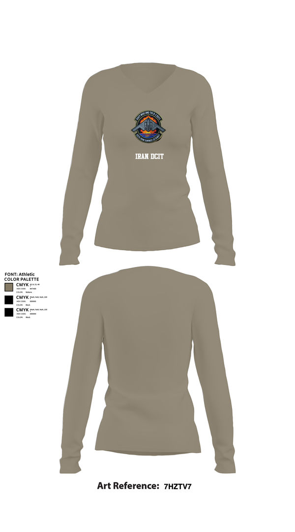 Womens Long Sleeve Vneck Shirt, Iran DCIT, Army, Teamtime, Team time, sublimation, custom sports apparel, team uniforms, spirit wear, spiritwear, sports uniforms, custom shirts, team store, custom team store, fundraiser sports, apparel fundraiser