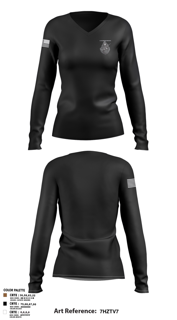 Women's Long Sleeve Vneck Shirt, 1/3 CR Reconnaissance, , Teamtime, Team time, sublimation, custom sports apparel, team uniforms, spirit wear, spiritwear, sports uniforms, custom shirts, team store, custom team store, fundraiser sports, apparel fundraiser