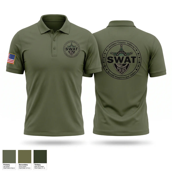 Short Sleeve Performance Polo, Jackson County Joint SWAT, Police, Teamtime, Team time, sublimation, custom sports apparel, team uniforms, spirit wear, spiritwear, sports uniforms, custom shirts, team store, custom team store, fundraiser sports, apparel fundraiser