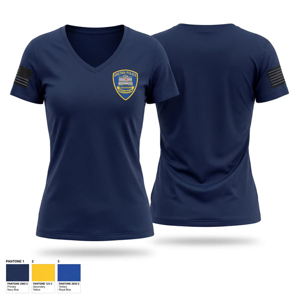 Womens Short Sleeve Vneck Shirt, Gretna Police Department, Police, Teamtime, Team time, sublimation, custom sports apparel, team uniforms, spirit wear, spiritwear, sports uniforms, custom shirts, team store, custom team store, fundraiser sports, apparel fundraiser