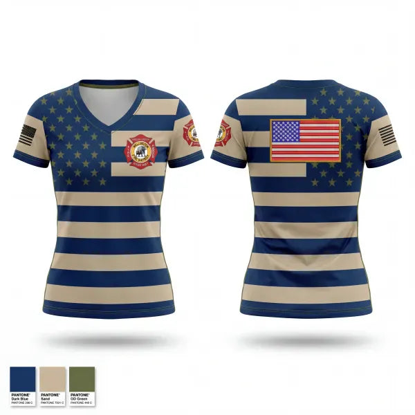 Womens Short Sleeve Vneck Shirt, Wellington Fire District, Fire Department, Teamtime, Team time, sublimation, custom sports apparel, team uniforms, spirit wear, spiritwear, sports uniforms, custom shirts, team store, custom team store, fundraiser sports, apparel fundraiser