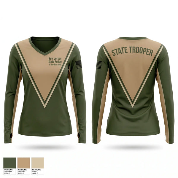 Womens Long Sleeve Vneck Shirt, New Jersey State Police - IT Services Unit, Police, Teamtime, Team time, sublimation, custom sports apparel, team uniforms, spirit wear, spiritwear, sports uniforms, custom shirts, team store, custom team store, fundraiser sports, apparel fundraiser