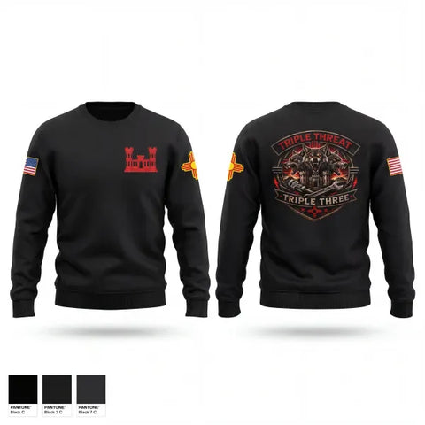 Crew Neck Sweatshirt, 333rd Triple Threat, Army, Teamtime, Team time, sublimation, custom sports apparel, team uniforms, spirit wear, spiritwear, sports uniforms, custom shirts, team store, custom team store, fundraiser sports, apparel fundraiser