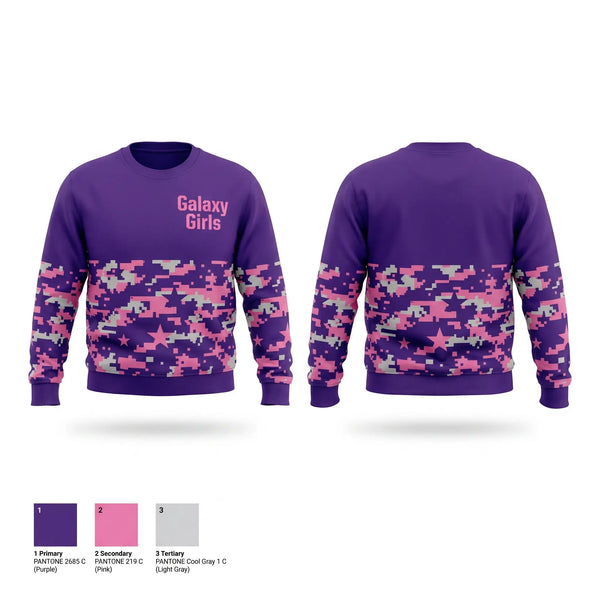 Crew Neck Sweatshirt, Galaxy Girls, Women's Soccer, Teamtime, Team time, sublimation, custom sports apparel, team uniforms, spirit wear, spiritwear, sports uniforms, custom shirts, team store, custom team store, fundraiser sports, apparel fundraiser