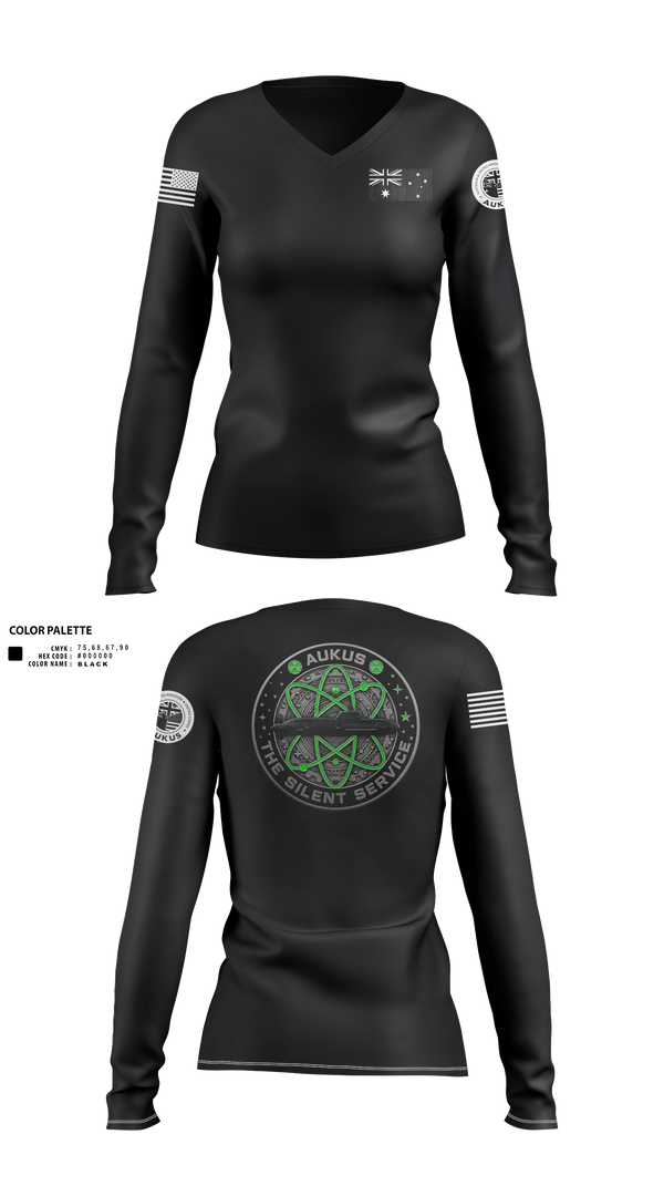 Womens Long Sleeve Vneck Shirt, R.A.N, Navy, Teamtime, Team time, sublimation, custom sports apparel, team uniforms, spirit wear, spiritwear, sports uniforms, custom shirts, team store, custom team store, fundraiser sports, apparel fundraiser