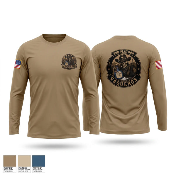 Long Sleeve Performance Shirt, 2nd Platoon Vaqueros, Army, Teamtime, Team time, sublimation, custom sports apparel, team uniforms, spirit wear, spiritwear, sports uniforms, custom shirts, team store, custom team store, fundraiser sports, apparel fundraiser