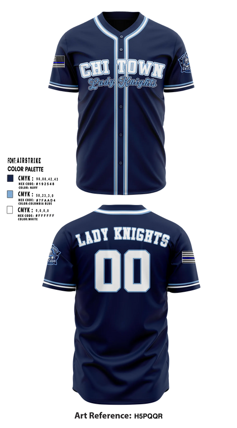 Full Button Softball Jersey, Chicago Police Lady Knights, Softball, Teamtime, Team time, sublimation, custom sports apparel, team uniforms, spirit wear, spiritwear, sports uniforms, custom shirts, team store, custom team store, fundraiser sports, apparel fundraiser