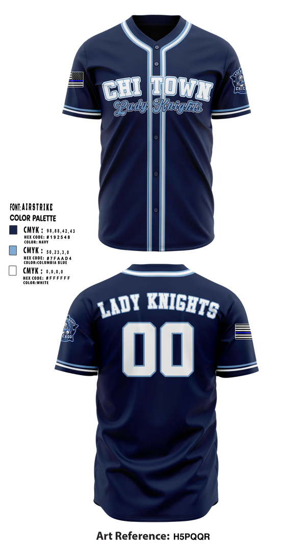Full Button Softball Jersey, Chicago Police Lady Knights, Softball, Teamtime, Team time, sublimation, custom sports apparel, team uniforms, spirit wear, spiritwear, sports uniforms, custom shirts, team store, custom team store, fundraiser sports, apparel fundraiser