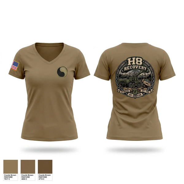 Womens Short Sleeve Vneck Shirt, H8 Recovery, Army, Teamtime, Team time, sublimation, custom sports apparel, team uniforms, spirit wear, spiritwear, sports uniforms, custom shirts, team store, custom team store, fundraiser sports, apparel fundraiser