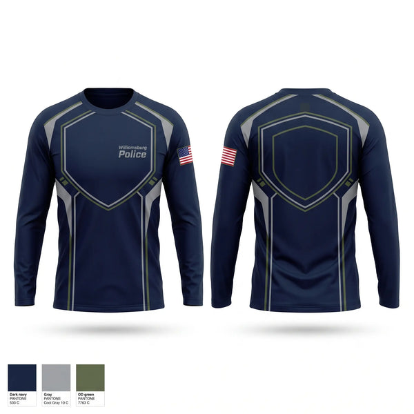 Long Sleeve Performance Shirt, Williamsburg Police, Police, Teamtime, Team time, sublimation, custom sports apparel, team uniforms, spirit wear, spiritwear, sports uniforms, custom shirts, team store, custom team store, fundraiser sports, apparel fundraiser