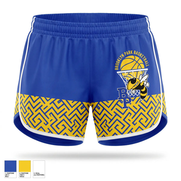 Womens Shorts, Brooklyn Park Bees, Men's Basketball, Teamtime, Team time, sublimation, custom sports apparel, team uniforms, spirit wear, spiritwear, sports uniforms, custom shirts, team store, custom team store, fundraiser sports, apparel fundraiser