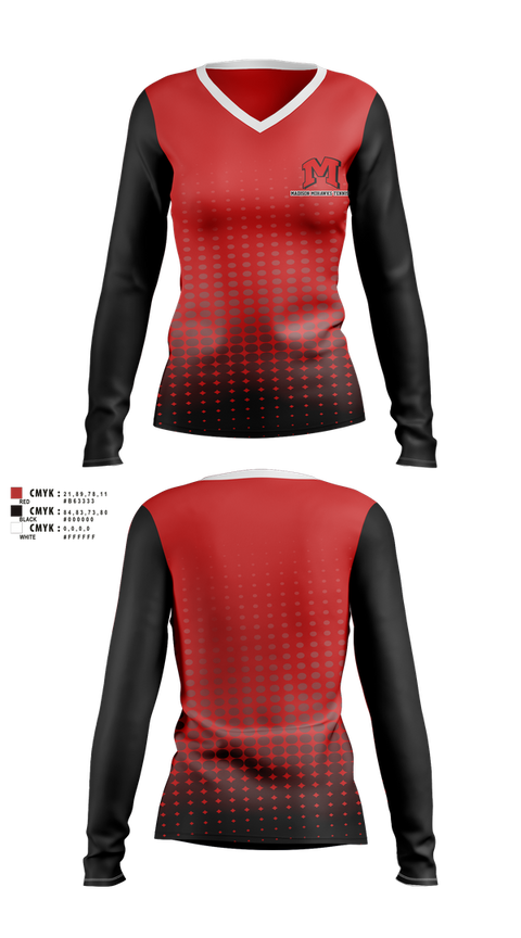 Womens Long Sleeve Vneck Shirt, Madison Panthers Tennis, Tennis, Teamtime, Team time, sublimation, custom sports apparel, team uniforms, spirit wear, spiritwear, sports uniforms, custom shirts, team store, custom team store, fundraiser sports, apparel fundraiser