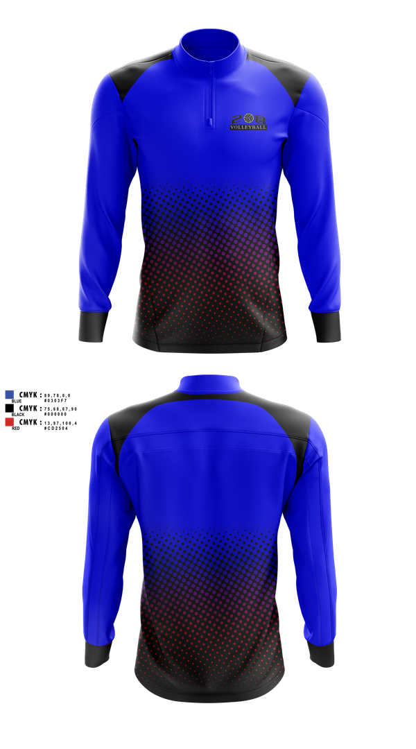 Quarter Zip Jacket, 208 Volleyball Club, Women's Volleyball, Teamtime, Team time, sublimation, custom sports apparel, team uniforms, spirit wear, spiritwear, sports uniforms, custom shirts, team store, custom team store, fundraiser sports, apparel fundraiser