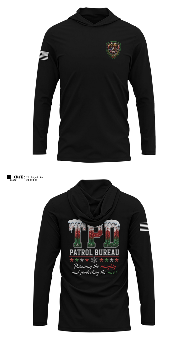 Long Sleeve hooded sunshirt, Patrol Bureau, Police, Teamtime, Team time, sublimation, custom sports apparel, team uniforms, spirit wear, spiritwear, sports uniforms, custom shirts, team store, custom team store, fundraiser sports, apparel fundraiser