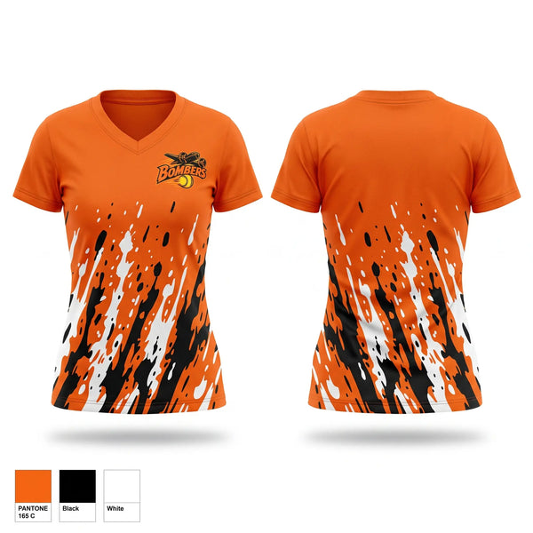 Womens Short Sleeve Vneck Shirt, Bombers, Softball, Teamtime, Team time, sublimation, custom sports apparel, team uniforms, spirit wear, spiritwear, sports uniforms, custom shirts, team store, custom team store, fundraiser sports, apparel fundraiser
