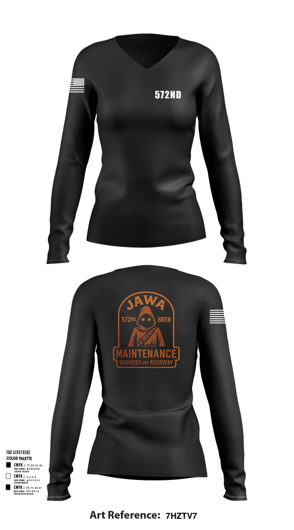 Womens Long Sleeve Vneck Shirt, 572nd, , Teamtime, Team time, sublimation, custom sports apparel, team uniforms, spirit wear, spiritwear, sports uniforms, custom shirts, team store, custom team store, fundraiser sports, apparel fundraiser