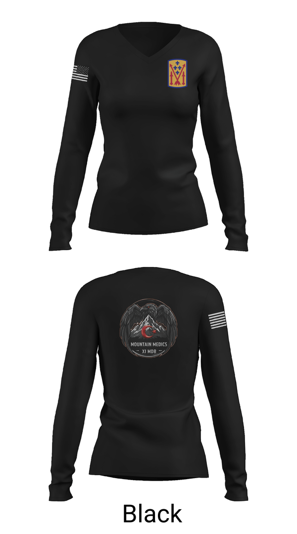 Womens Long Sleeve Vneck Shirt, 11th MDB, Army, Teamtime, Team time, sublimation, custom sports apparel, team uniforms, spirit wear, spiritwear, sports uniforms, custom shirts, team store, custom team store, fundraiser sports, apparel fundraiser