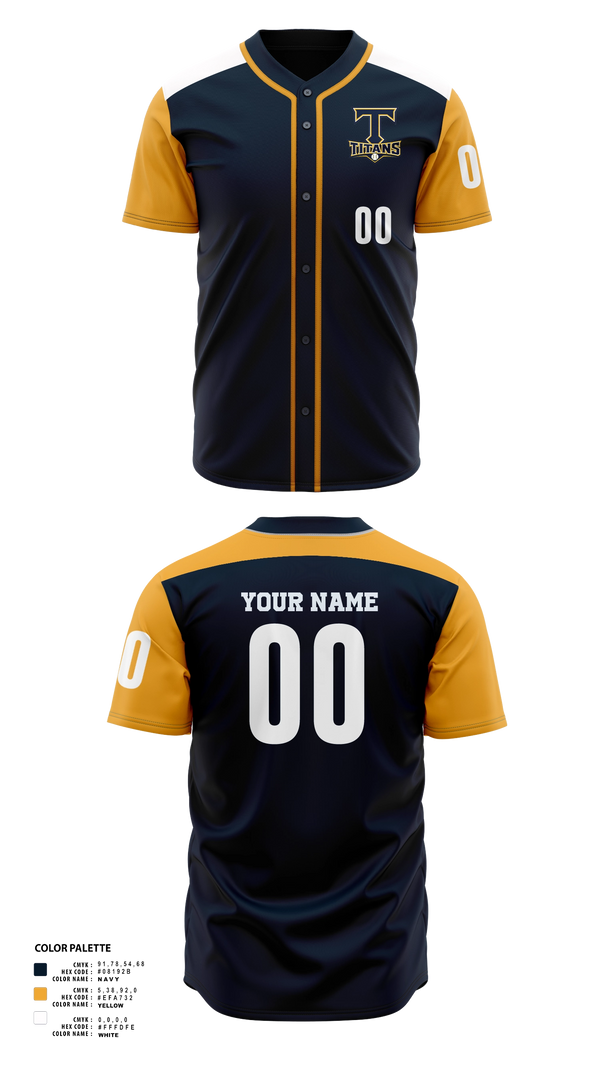 Full Button Baseball Jersey, Titans, Baseball, Teamtime, Team time, sublimation, custom sports apparel, team uniforms, spirit wear, spiritwear, sports uniforms, custom shirts, team store, custom team store, fundraiser sports, apparel fundraiser
