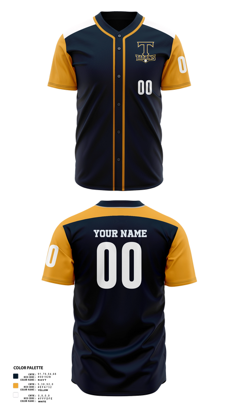 Full Button Baseball Jersey, Titans, Baseball, Teamtime, Team time, sublimation, custom sports apparel, team uniforms, spirit wear, spiritwear, sports uniforms, custom shirts, team store, custom team store, fundraiser sports, apparel fundraiser