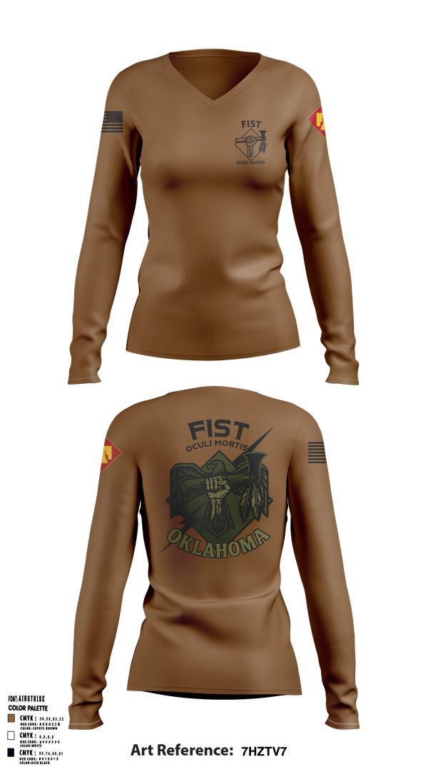 Womens Long Sleeve Vneck Shirt, HHB 160th FIST, Army, Teamtime, Team time, sublimation, custom sports apparel, team uniforms, spirit wear, spiritwear, sports uniforms, custom shirts, team store, custom team store, fundraiser sports, apparel fundraiser