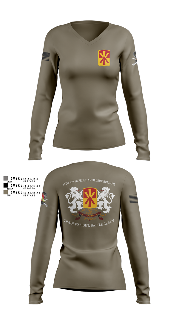 Womens Long Sleeve Vneck Shirt, Bravo 1-43 ADA, Army, Teamtime, Team time, sublimation, custom sports apparel, team uniforms, spirit wear, spiritwear, sports uniforms, custom shirts, team store, custom team store, fundraiser sports, apparel fundraiser