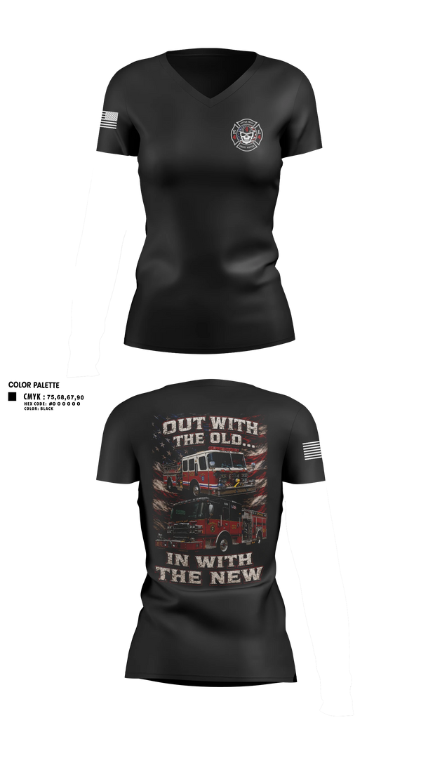 Womens Short Sleeve Vneck Shirt, Great Notch Fire Company #4, Fire Department, Teamtime, Team time, sublimation, custom sports apparel, team uniforms, spirit wear, spiritwear, sports uniforms, custom shirts, team store, custom team store, fundraiser sports, apparel fundraiser