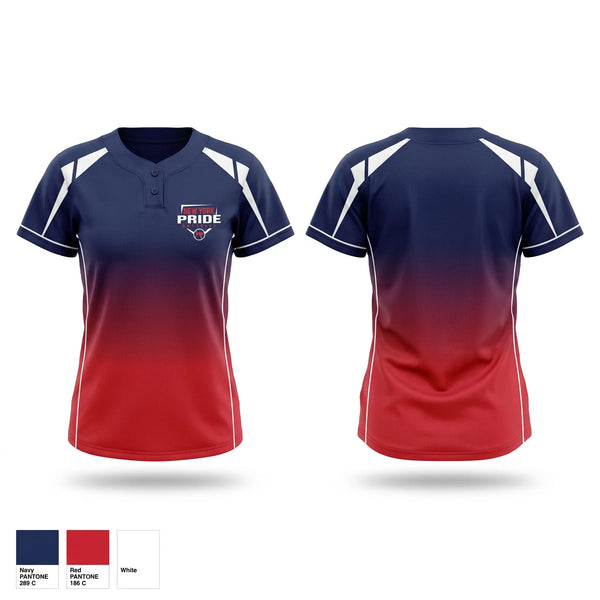 Two Button Softball Jersey, USSSA NY PRIDE, Softball, Teamtime, Team time, sublimation, custom sports apparel, team uniforms, spirit wear, spiritwear, sports uniforms, custom shirts, team store, custom team store, fundraiser sports, apparel fundraiser