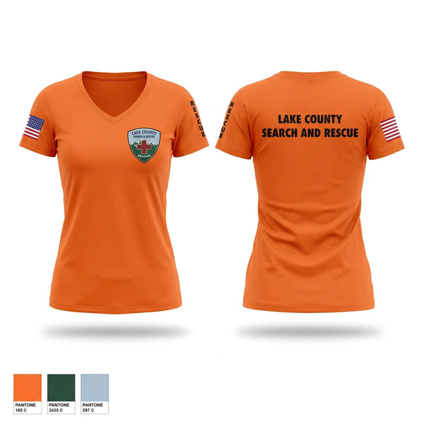 Womens Short Sleeve Vneck Shirt, Lake County Search and Rescue (Colorado), EMS/EMT, Teamtime, Team time, sublimation, custom sports apparel, team uniforms, spirit wear, spiritwear, sports uniforms, custom shirts, team store, custom team store, fundraiser sports, apparel fundraiser