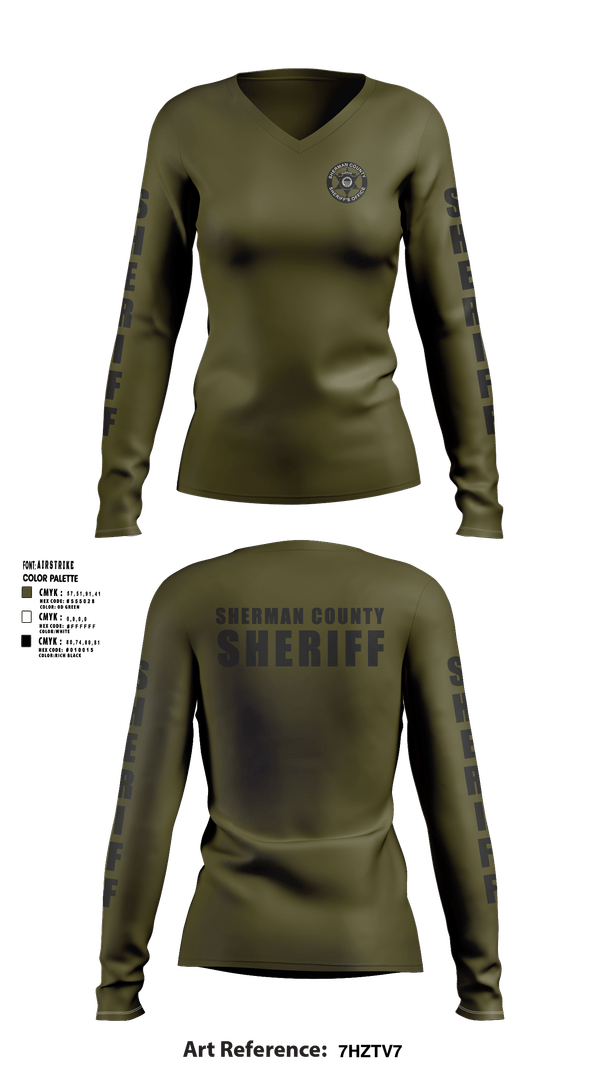 Womens Long Sleeve Vneck Shirt, Sherman Co SO Kansas, Police, Teamtime, Team time, sublimation, custom sports apparel, team uniforms, spirit wear, spiritwear, sports uniforms, custom shirts, team store, custom team store, fundraiser sports, apparel fundraiser