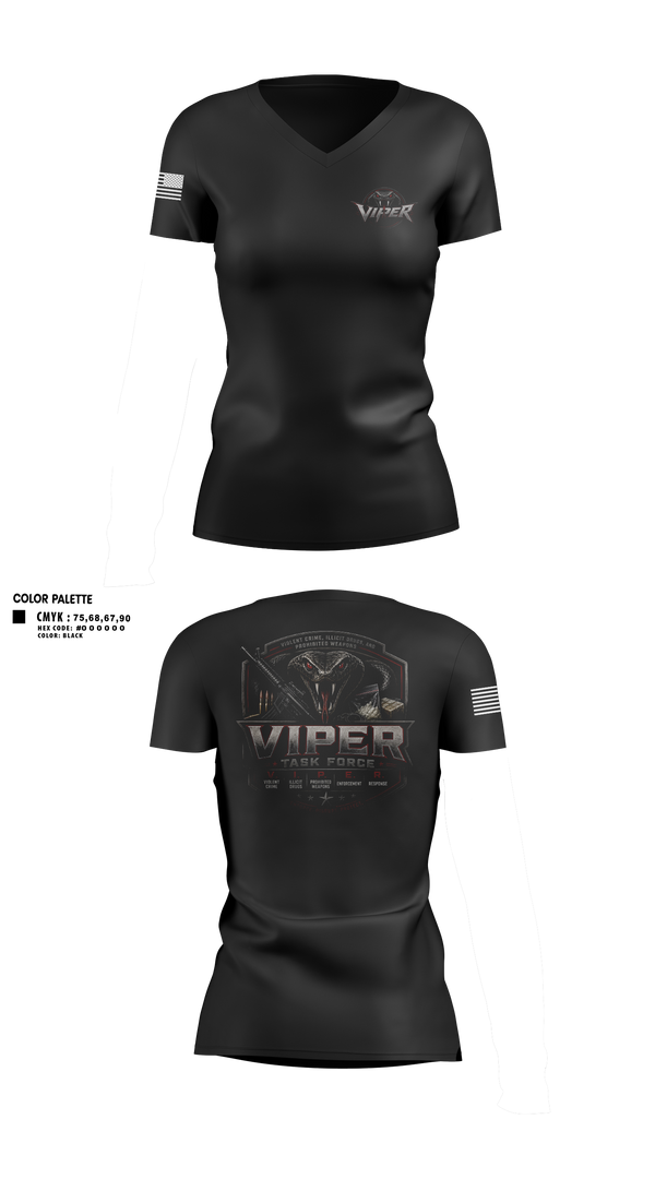 Womens Short Sleeve Vneck Shirt, VIPER Task Force, Police, Teamtime, Team time, sublimation, custom sports apparel, team uniforms, spirit wear, spiritwear, sports uniforms, custom shirts, team store, custom team store, fundraiser sports, apparel fundraiser