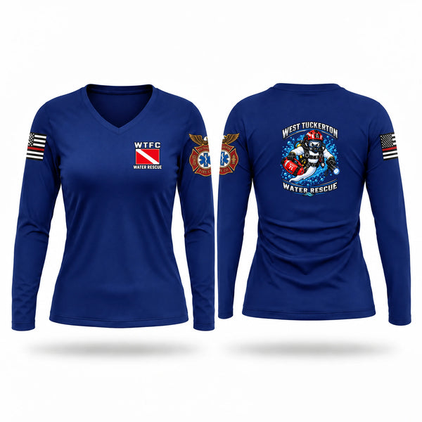 Womens Long Sleeve Vneck Shirt, West Tuckerton Fire Company, Fire Department, Teamtime, Team time, sublimation, custom sports apparel, team uniforms, spirit wear, spiritwear, sports uniforms, custom shirts, team store, custom team store, fundraiser sports, apparel fundraiser