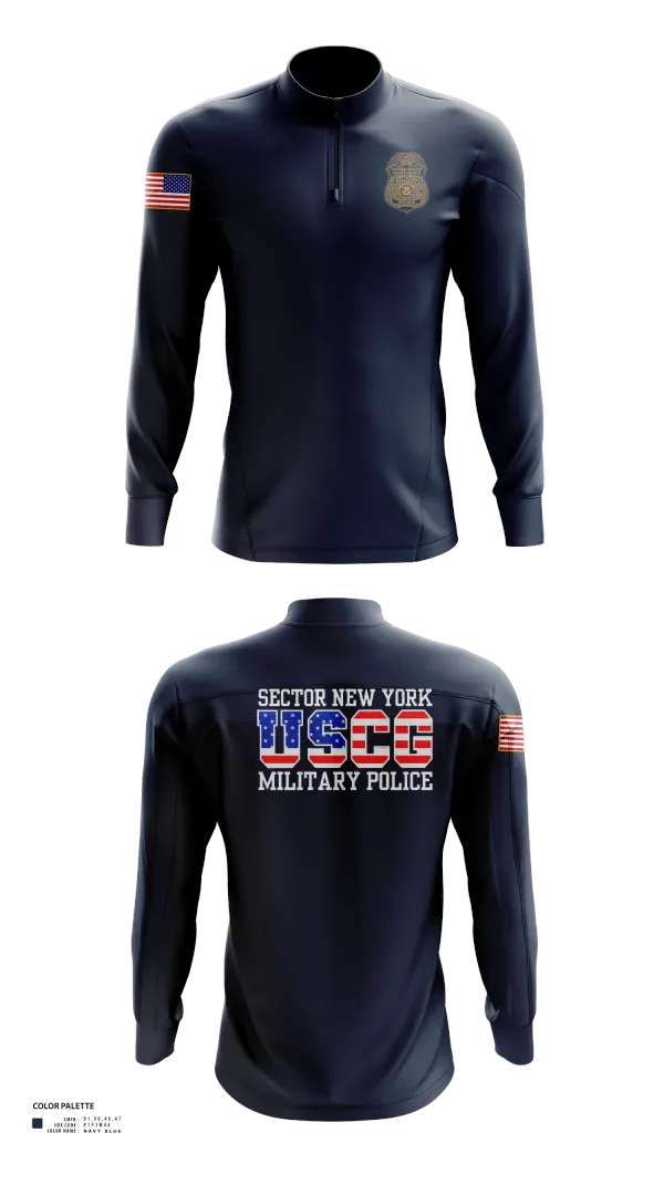 Quarter Zip Jacket, Sector New York Security Forces, Coast Guard, Teamtime, Team time, sublimation, custom sports apparel, team uniforms, spirit wear, spiritwear, sports uniforms, custom shirts, team store, custom team store, fundraiser sports, apparel fundraiser
