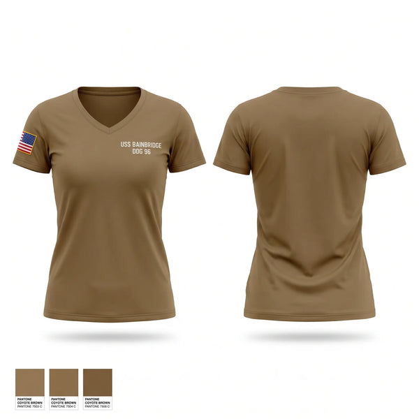 Womens Short Sleeve Vneck Shirt, USS BAINBRIDGE DDG 96, Navy, Teamtime, Team time, sublimation, custom sports apparel, team uniforms, spirit wear, spiritwear, sports uniforms, custom shirts, team store, custom team store, fundraiser sports, apparel fundraiser