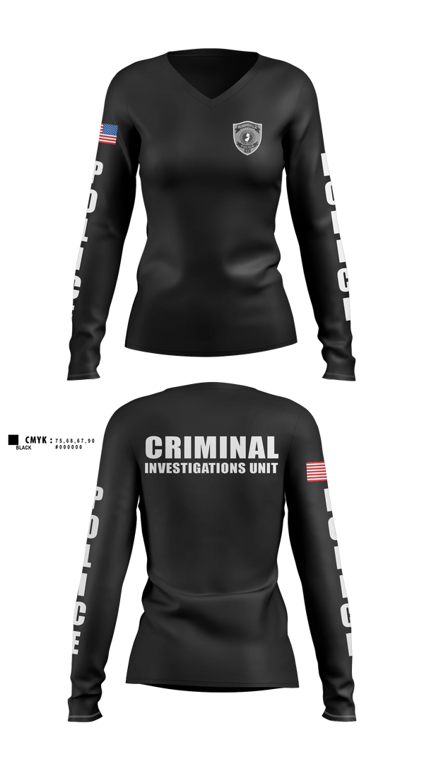 Womens Long Sleeve Vneck Shirt, Robbinsville Police, Police, Teamtime, Team time, sublimation, custom sports apparel, team uniforms, spirit wear, spiritwear, sports uniforms, custom shirts, team store, custom team store, fundraiser sports, apparel fundraiser