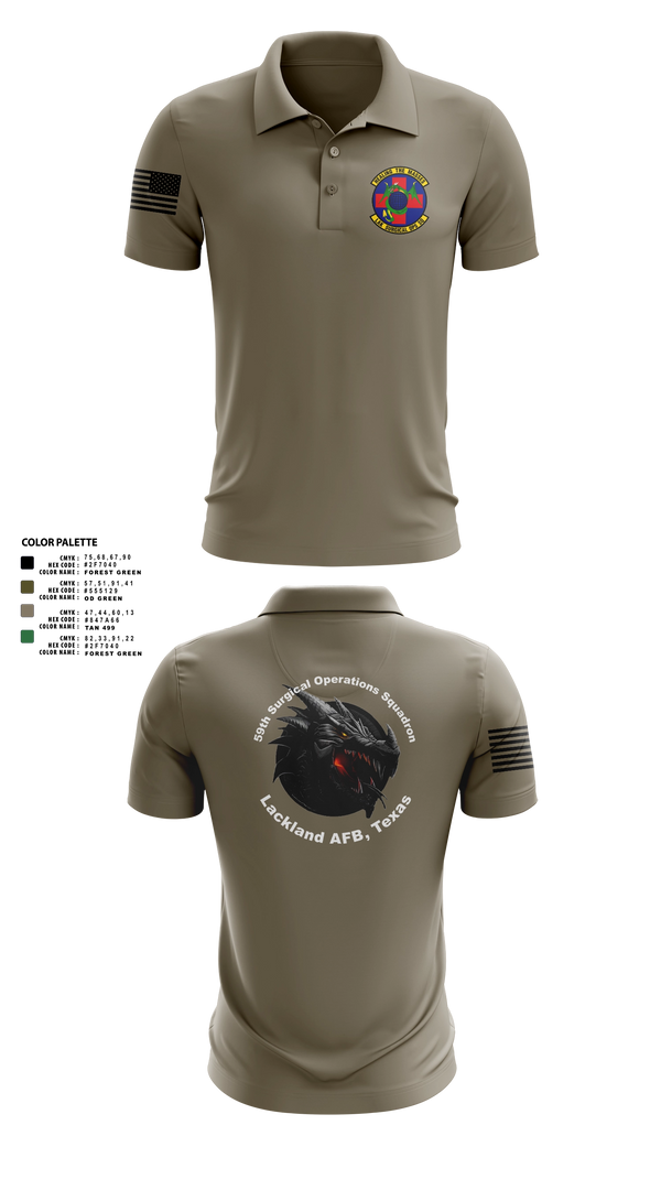 Short Sleeve Performance Polo, 59th Surgical Operations Squadron, Air Force, Teamtime, Team time, sublimation, custom sports apparel, team uniforms, spirit wear, spiritwear, sports uniforms, custom shirts, team store, custom team store, fundraiser sports, apparel fundraiser