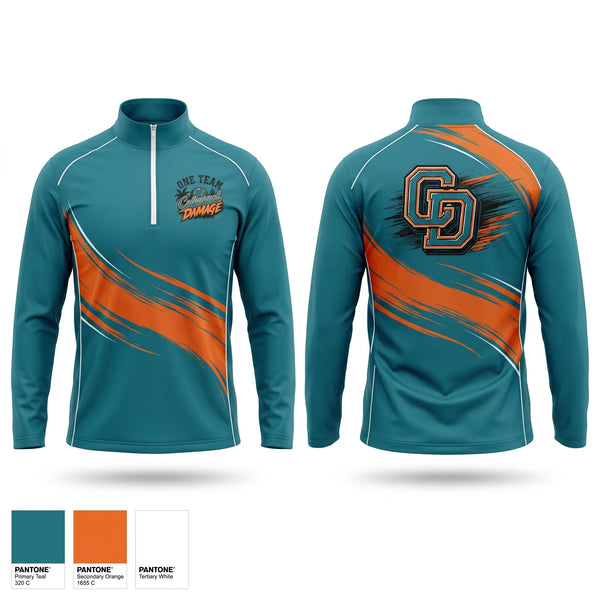 Quarter Zip Jacket, Collateral Damage, Softball, Teamtime, Team time, sublimation, custom sports apparel, team uniforms, spirit wear, spiritwear, sports uniforms, custom shirts, team store, custom team store, fundraiser sports, apparel fundraiser