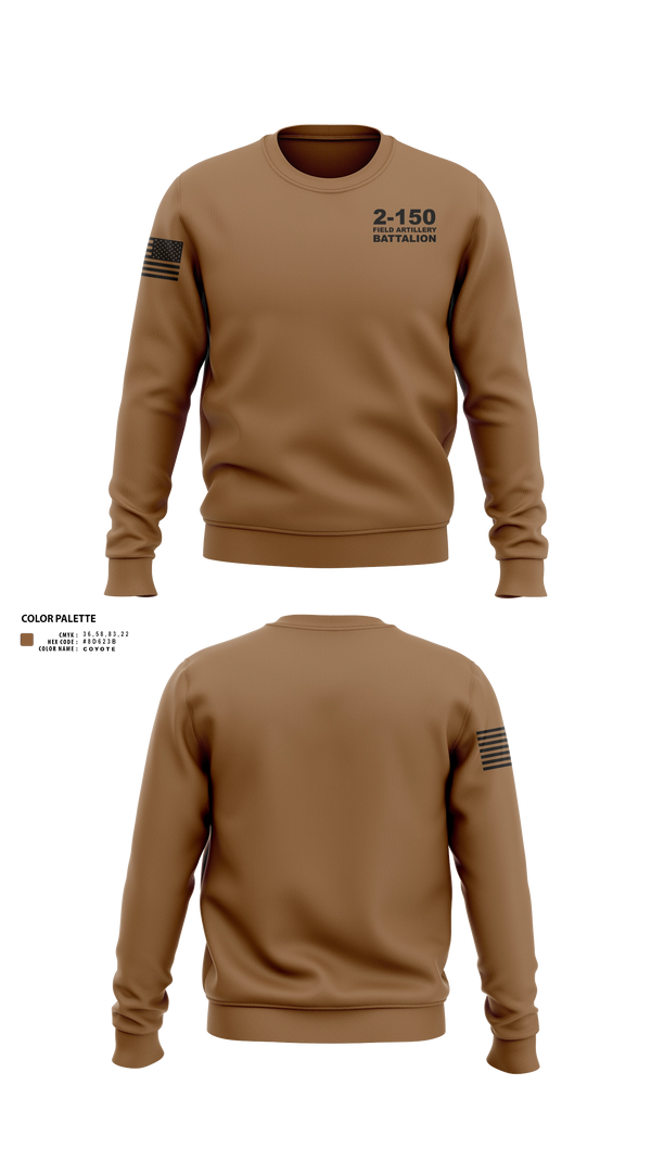Crew Neck Sweatshirt, 2-150 Field Artillery Battalion, National Guard, Teamtime, Team time, sublimation, custom sports apparel, team uniforms, spirit wear, spiritwear, sports uniforms, custom shirts, team store, custom team store, fundraiser sports, apparel fundraiser