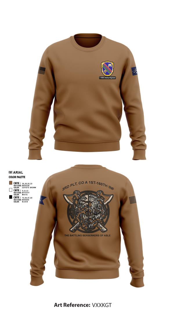 Crew Neck Sweatshirt, Co A, 1st-160th INF, 79th IBCT, , Teamtime, Team time, sublimation, custom sports apparel, team uniforms, spirit wear, spiritwear, sports uniforms, custom shirts, team store, custom team store, fundraiser sports, apparel fundraiser