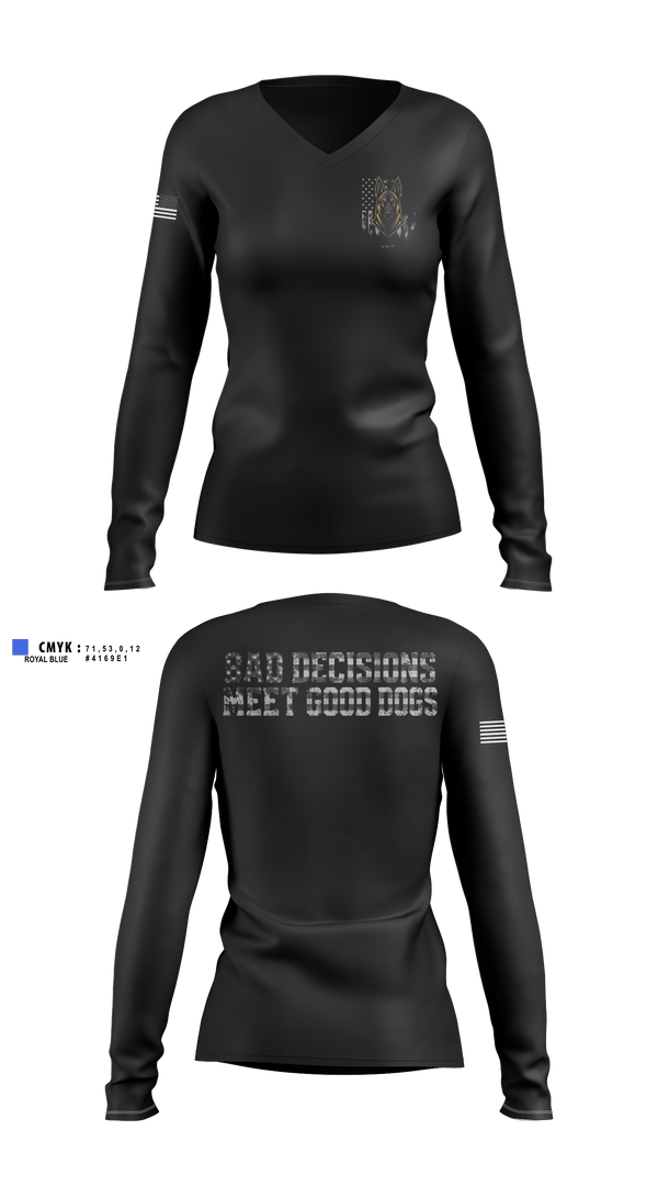 Womens Long Sleeve Vneck Shirt, Manheim Township K9 Foundation, Police, Teamtime, Team time, sublimation, custom sports apparel, team uniforms, spirit wear, spiritwear, sports uniforms, custom shirts, team store, custom team store, fundraiser sports, apparel fundraiser