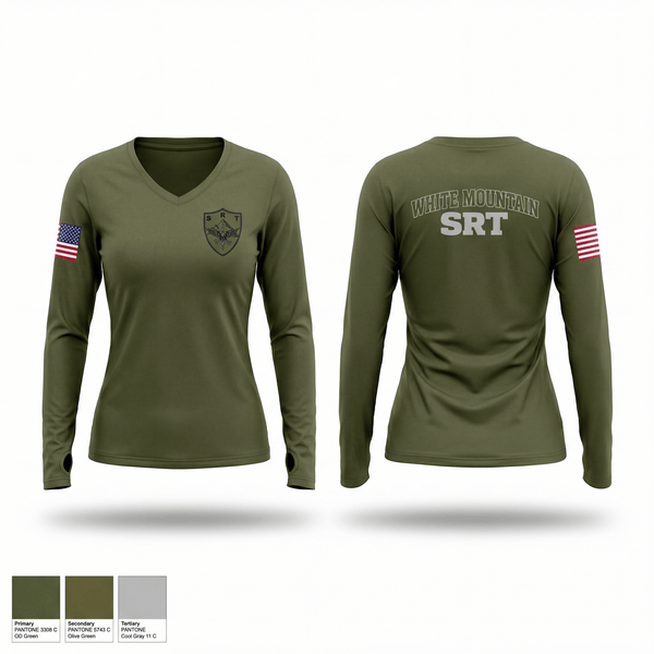 Womens Long Sleeve Vneck Shirt, White Mountain Regional Special Response Team, Police, Teamtime, Team time, sublimation, custom sports apparel, team uniforms, spirit wear, spiritwear, sports uniforms, custom shirts, team store, custom team store, fundraiser sports, apparel fundraiser
