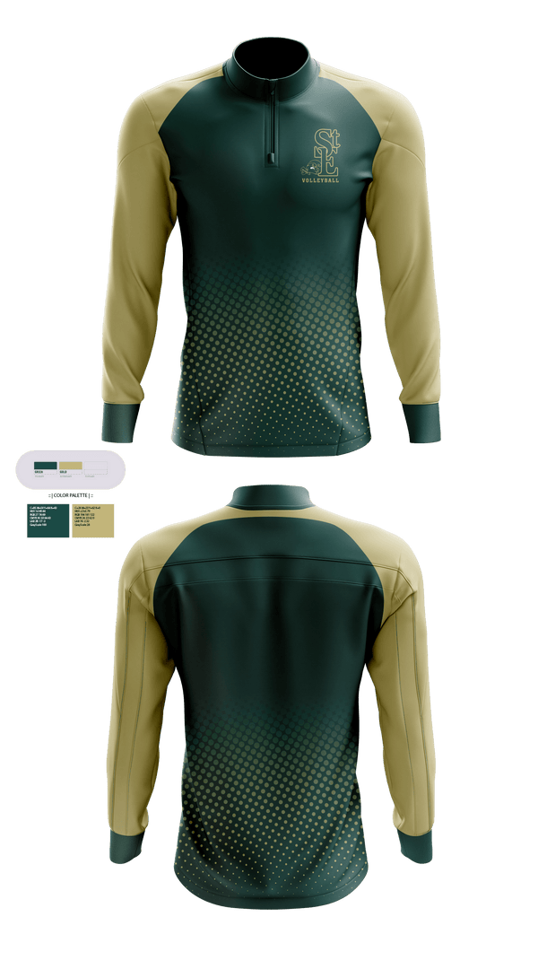 Quarter Zip Jacket, Saint Edward High School Volleyball, Women's Volleyball, Teamtime, Team time, sublimation, custom sports apparel, team uniforms, spirit wear, spiritwear, sports uniforms, custom shirts, team store, custom team store, fundraiser sports, apparel fundraiser