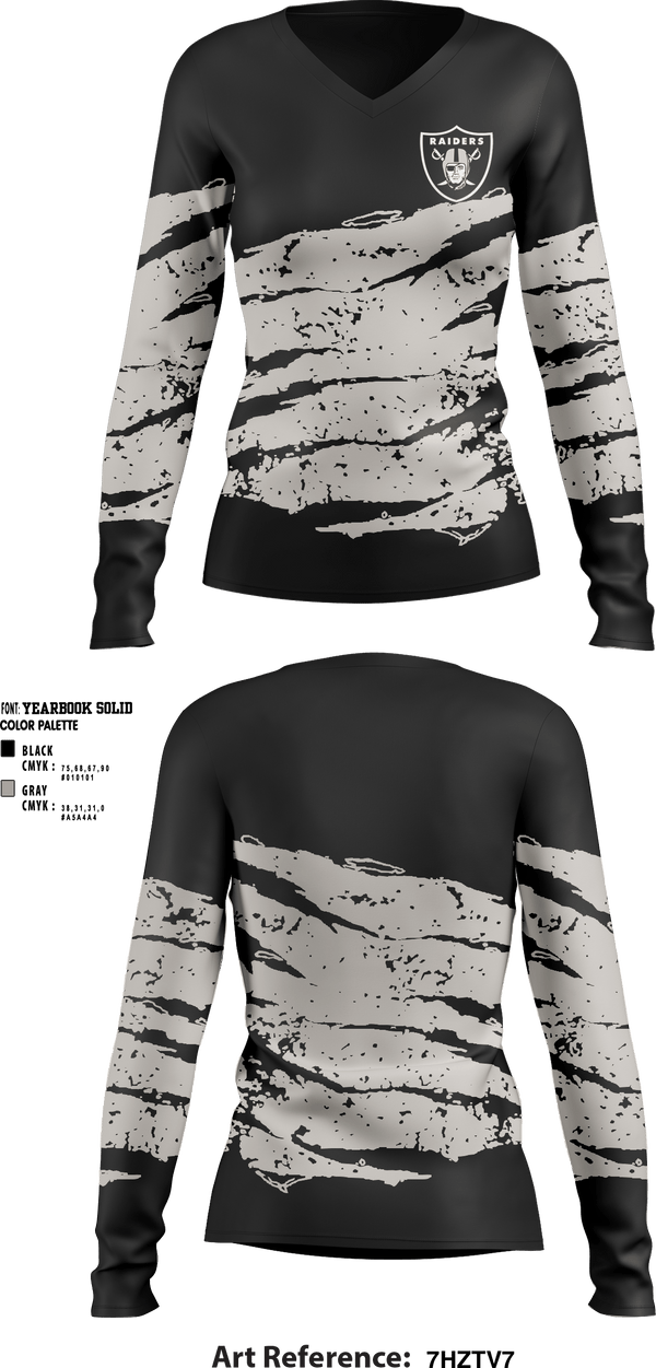 Women's Long Sleeve Vneck Shirt, Drexel Hill Raiders, Spirit Store, Teamtime, Team time, sublimation, custom sports apparel, team uniforms, spirit wear, spiritwear, sports uniforms, custom shirts, team store, custom team store, fundraiser sports, apparel fundraiser