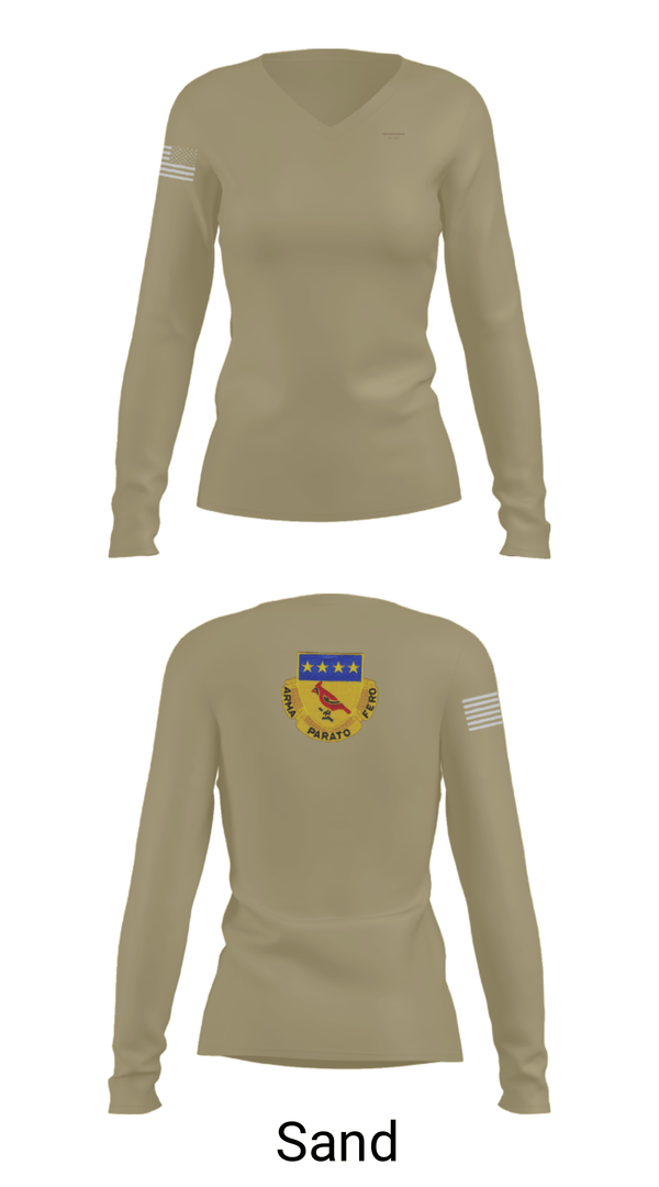 Women's Long Sleeve Vneck Shirt, Alpha BTRY 2/138th FA, National Guard, Teamtime, Team time, sublimation, custom sports apparel, team uniforms, spirit wear, spiritwear, sports uniforms, custom shirts, team store, custom team store, fundraiser sports, apparel fundraiser