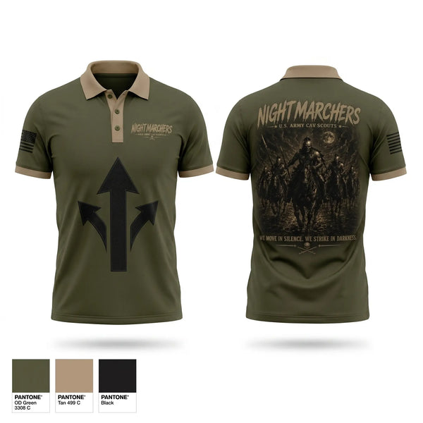 Short Sleeve Performance Polo, Nightmarchers, Army, Teamtime, Team time, sublimation, custom sports apparel, team uniforms, spirit wear, spiritwear, sports uniforms, custom shirts, team store, custom team store, fundraiser sports, apparel fundraiser