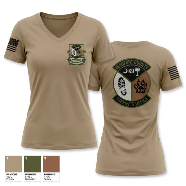 Womens Short Sleeve Vneck Shirt, Lowcountry K-9 Unit, Police, Teamtime, Team time, sublimation, custom sports apparel, team uniforms, spirit wear, spiritwear, sports uniforms, custom shirts, team store, custom team store, fundraiser sports, apparel fundraiser