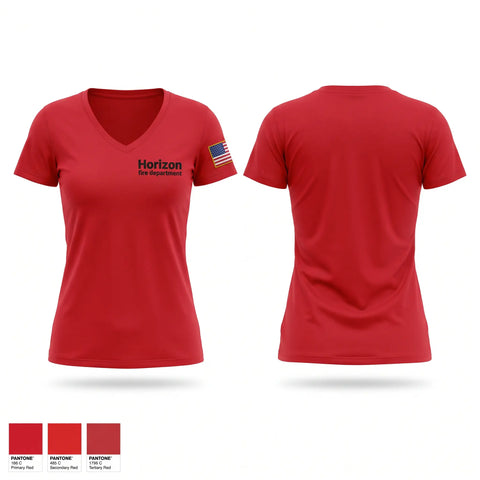 Womens Short Sleeve Vneck Shirt, Horizon fire department, Fire Department, Teamtime, Team time, sublimation, custom sports apparel, team uniforms, spirit wear, spiritwear, sports uniforms, custom shirts, team store, custom team store, fundraiser sports, apparel fundraiser